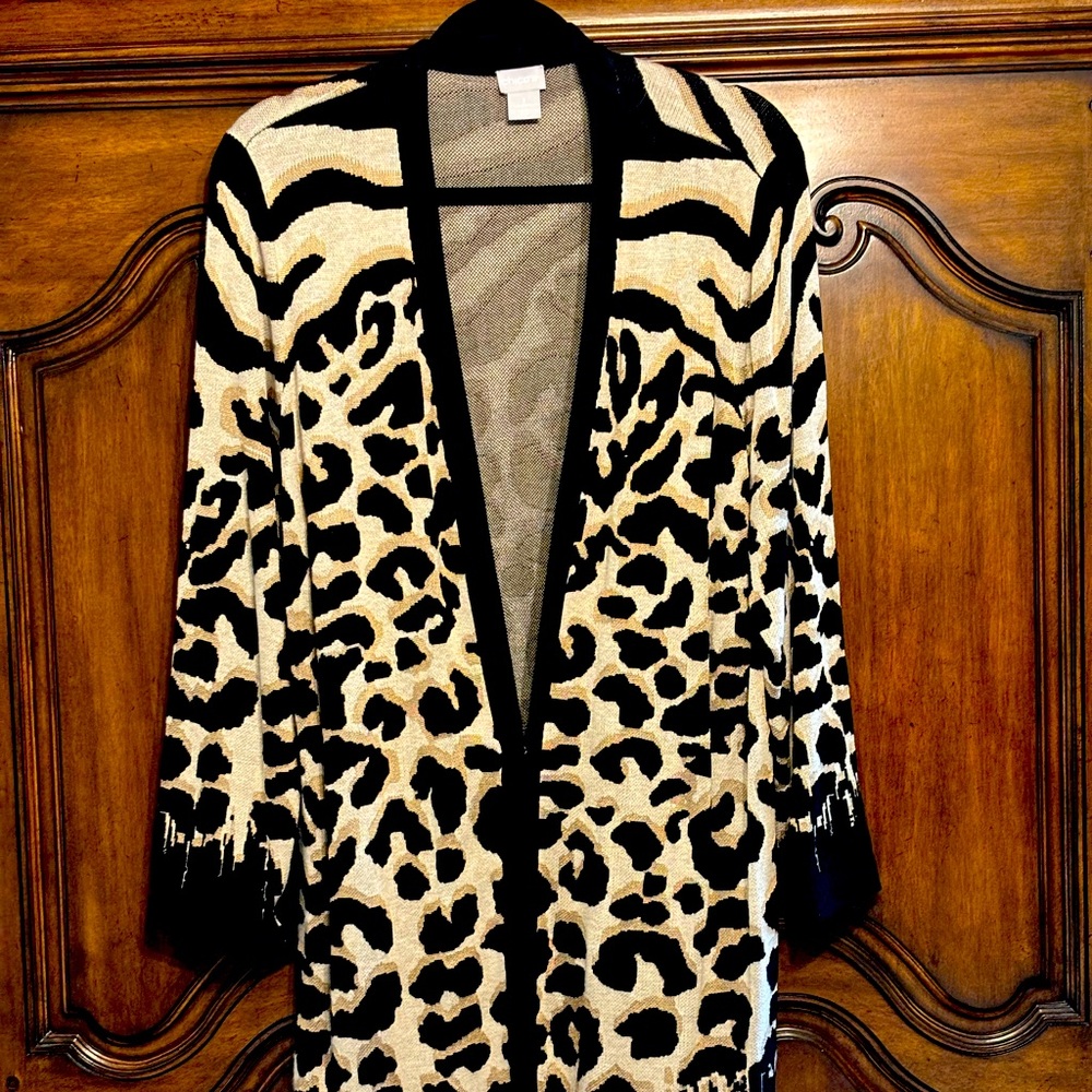Chicos Leopard Cardigan